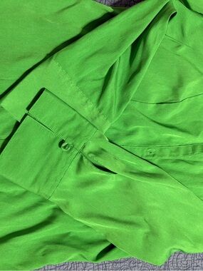 Cato Vibrant Lime Green Button-Cuff Blouse